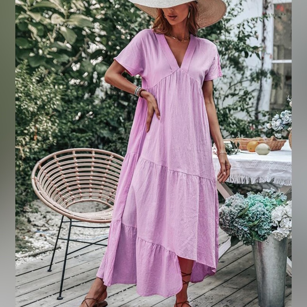 Pink Layered casual Dress